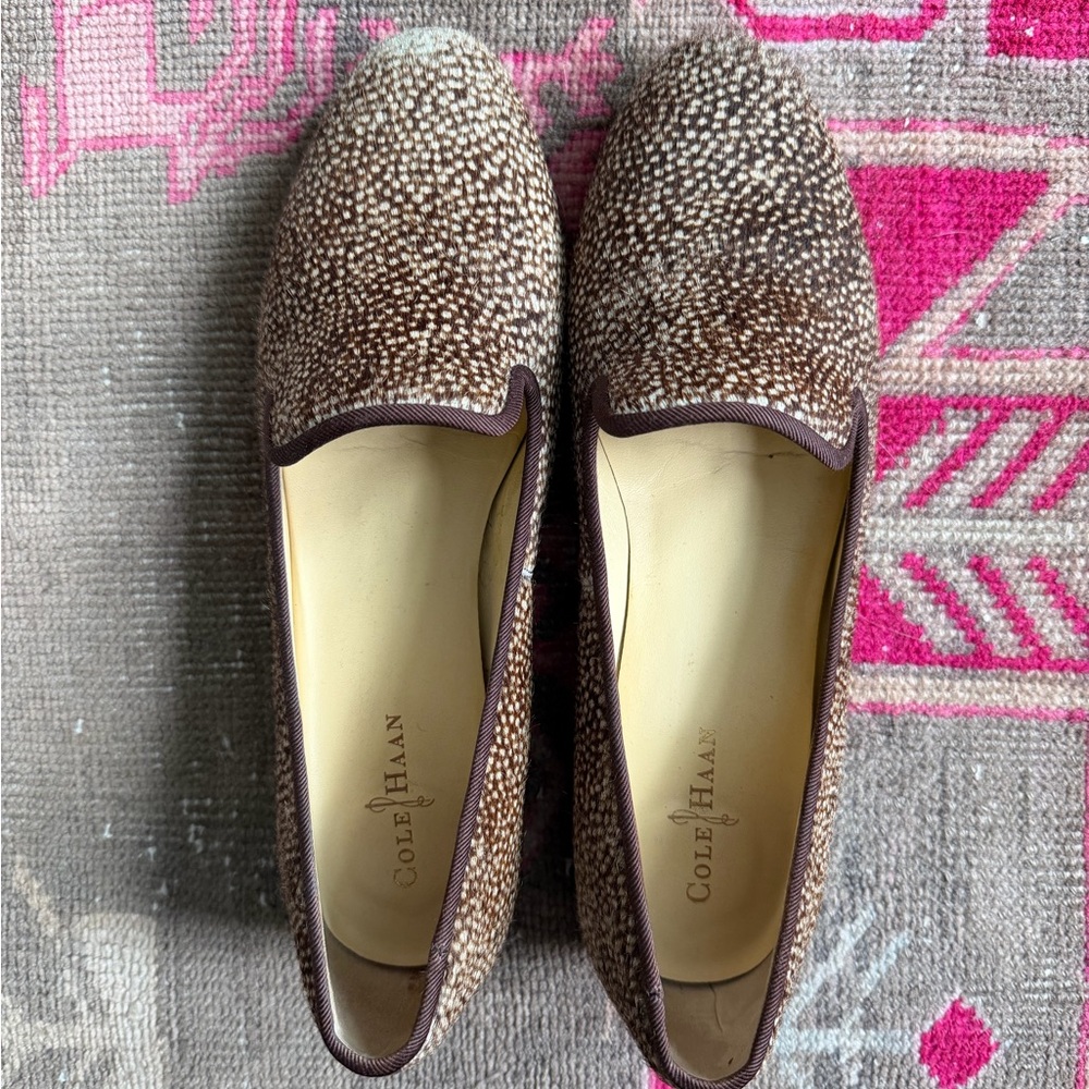 Cole Haan Vintage Women's Pony Hair Burgundy/Brown Loafer Flats